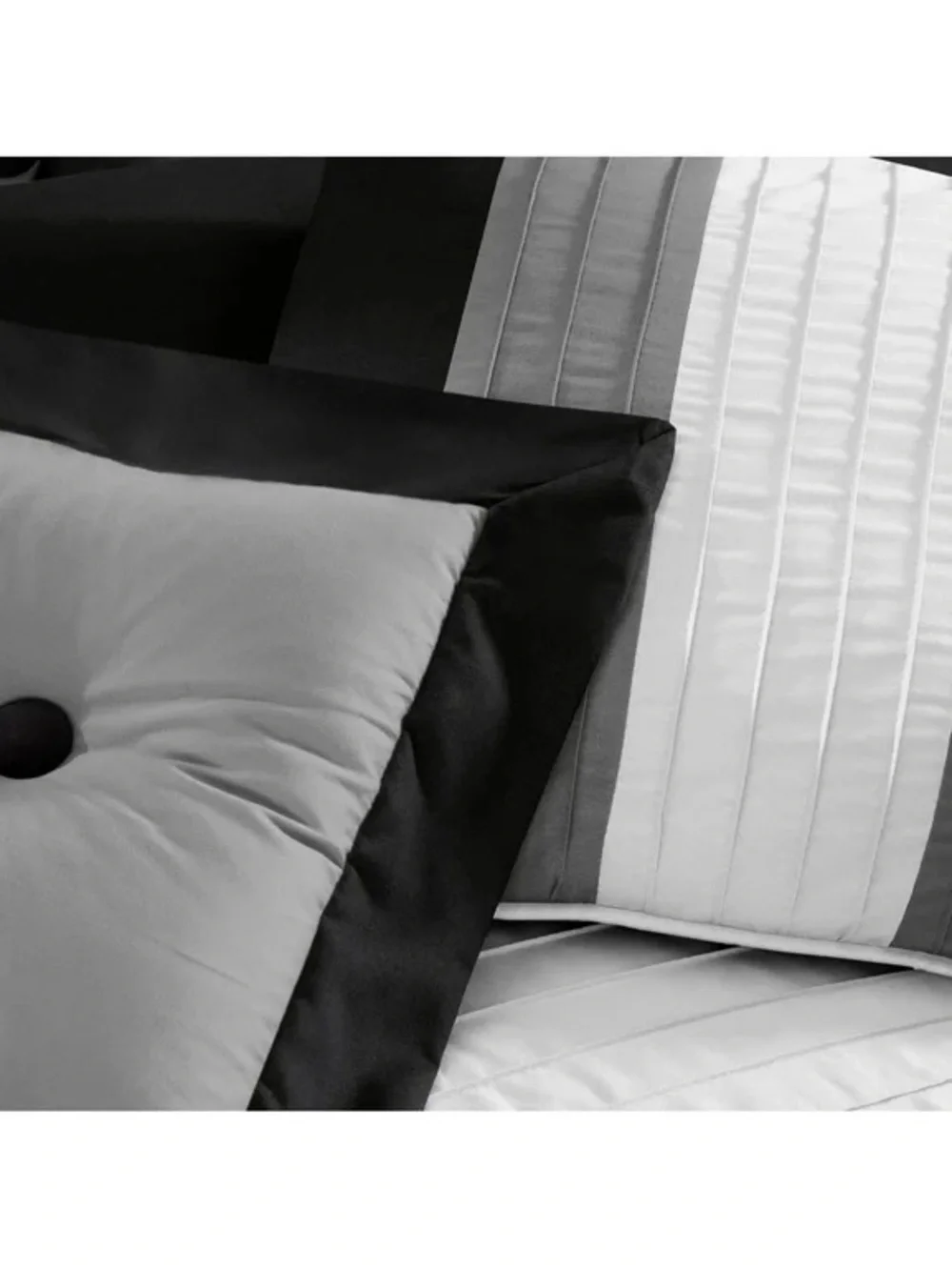 Black & Gray Striped Luxury King 3 piece Comforter Set
